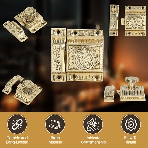Cabinet Latch, Ideal for Cabinet Closet Kitchen Doors, Antique Cabinet Latch Polished Brass Finish (1, Polished Brass Finish) - color: Polished Brass Finish