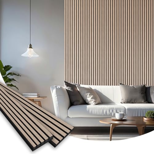 SMARTSTANDARD 2 Pack 106" x 12.6" Wood Slat Wall Panels, Natural Walnut - color: Natural Walnut, size: 106" x 25.2"