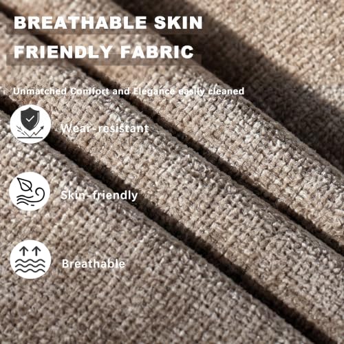 FREKEN Wooden Dining Chairs Set of 8, Modern Fabric Upholstered Dining Room Chair, Kitchen Side Chairs, Farmhouse Armless Dinner Chair for Kitchen, Brown - color: Brown, size: Set of 8