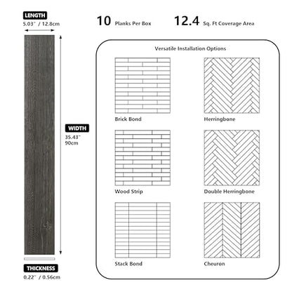 W&S 10pack Peel and Stick Pine Real Shiplap Wood Paneling, Dune Black Stick On Wall Planks for Bedroom,Living Room and RV, Adhesive Wood Panel for Interior Accent Wall, Wooden Backsplash (12.4Sq.Ft) - color: Dune Black