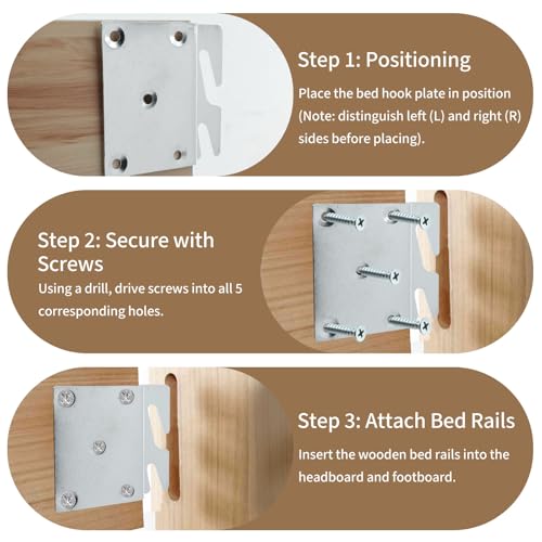 Mcredy Bed Rail Brackets, Heavy Duty Silver Bed Frame Hooks, 5-Hole, 8Pcs - size: Silver, 8 pieces
