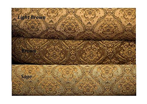 Damask Tapestry Chenille Fabric - Upholstery Fabric, 60" Width - Sold by The Yard (Light Brown/Gold) - color: Light Brown/Gold
