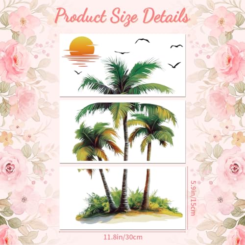Peacoblue Palm Tree and Sunset Rub On Transfers for Furniture Craft 6"x12" - style: Palm Trees and Sunset