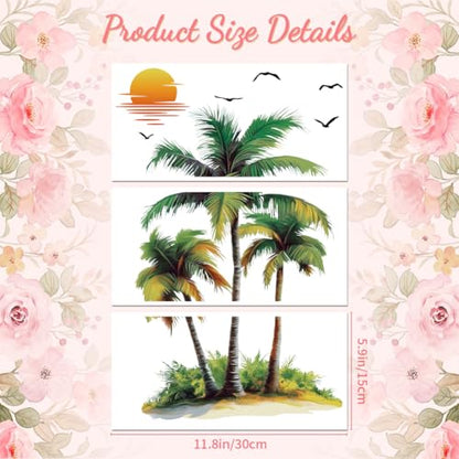 Peacoblue Palm Tree and Sunset Rub On Transfers for Furniture Craft 6"x12" - style: Palm Trees and Sunset