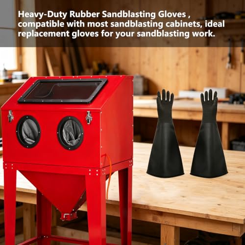 Heavy Duty Sandblasting Gloves Rubber Gloves for Sandblaster Protective Safety Work Black Striped Glove - color: Black 24.8" Gloves