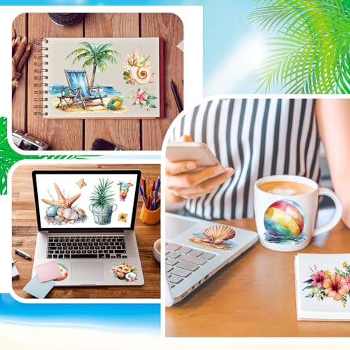 Dispowreath 16 Pcs Summer Hawaii Rub on Transfer Travel, 6x6 Ocean - style: Summer Travel