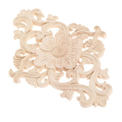 2Pcs Wood Carved Appliques Onlays Center Carving Decals for Furniture - color: 2-pack, size: 21x15cm/8.27"x5.9"