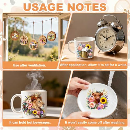GLOBLELAND 56 Sheets Floral Animals Transfer Sticker for Craft 3.9x3.6 inch - color: Floral Animals