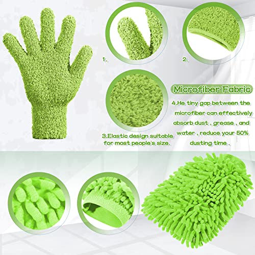 Potchen 6 Pcs Microfiber Dusting Mitt Glove for Plant - color: Navy Blue, Green