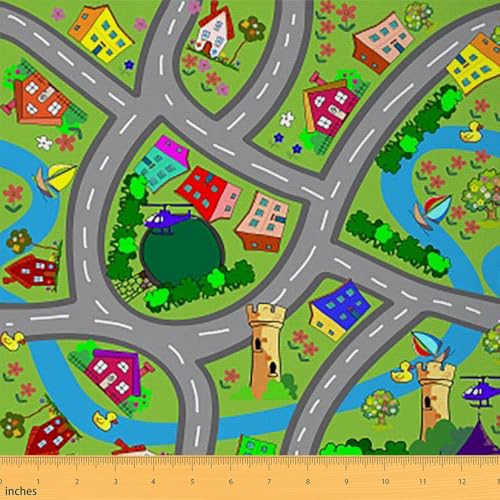Feelyou Car Race Fabric By The Yard - color: Multi 16, size: 1 Yard