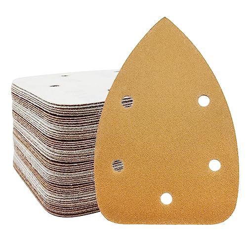 50 Pack Mouse Sander Sandpaper, Sanding Pads for 5.5'' Detail Sanders, Hook and Loop Sandpaper Detail Sander Palm Sander Sandpaper for Wood Furniture Sanding Refinishing (180 Grit) - style: 180 Grit