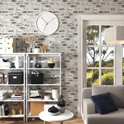 PeonyQueen Brick Peel and Stick Wallpaper 17.3"x787" 3D Brick Wallpaper - size: 17.3" x 787"