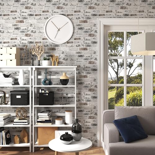 PeonyQueen Brick Peel and Stick Wallpaper 17.3"x984" 3D Brick Wallpaper - size: 17.3" x 984"