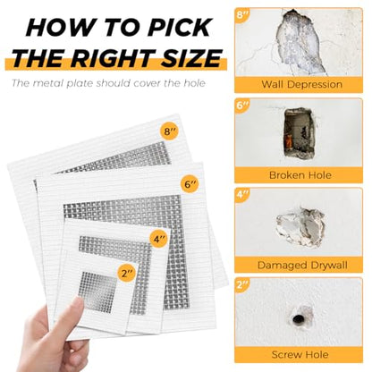 Drywall Patches, 20PCS Kit, 2/4/6/8 Inch Drywall Repair Patches for Holes
