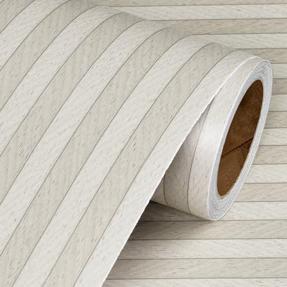 Livelynine Striped Wallpaper Peel and Stick Bedroom Cream Tan and White Stripe Wall Paper for Bathroom Waterproof Contact Paper for Countertops Table Desk Cover Kitchen Cabinet Vinyl Wrap 15.8x78.8 - size: 15.8" x 78.8"