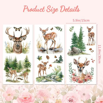 Peacoblue Forest Deer Rub On Transfers for Furniture Craft 6"x12" - style: Forest Deer