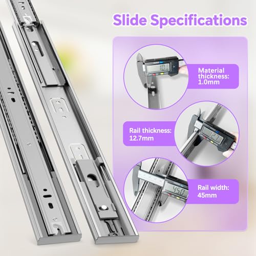 1 Pair 20 inch Soft Close Stainless Steel Drawer Slides Rails - color: Silver, size: 20 Inch
