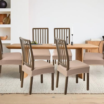FUANGUI Dining Chair Covers Set of 2, Kitchen Chair Seat Covers - color: Pu-khaki