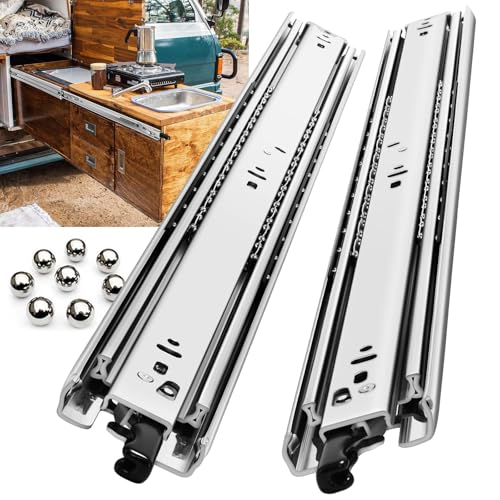 Heavy Duty Locking Drawer Slides Load 136 lbs Full Extension Runners with Lock 12 14 16 18 20 22 24 26 28 30 32 34 36 38 40 Inch Side Mount Rails for Drawer Capacity 136 lb 1 Pair - size: 22 Inch, style: With lock
