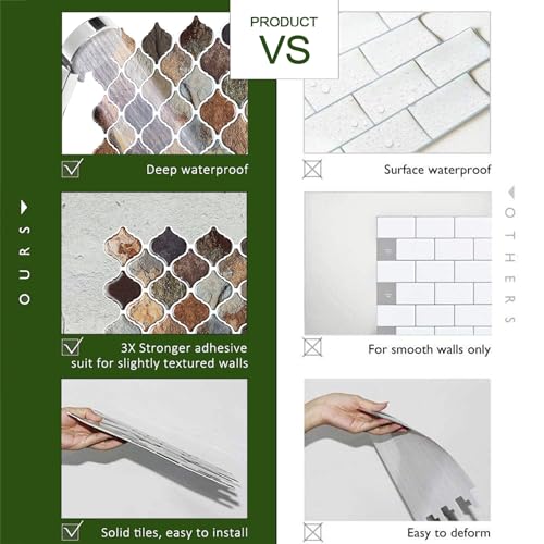STICKGOO Arabesque Peel and Stick Backsplash Tile, Multicolor Sandstone - color: Multicolor Sandstone