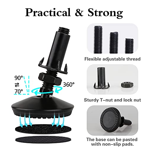 M10 Swivel Adjustable Leveling Feet, 4 Set Furniture Leveling Feet - style: Black Swivel Leg Levelers