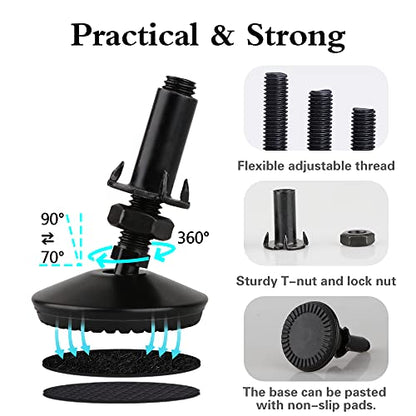 M10 Swivel Adjustable Leveling Feet, 4 Set Furniture Leveling Feet - style: Black Swivel Leg Levelers
