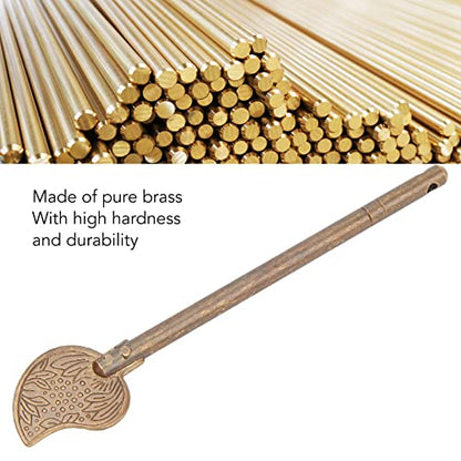 Chinese Leaf Bolt Locking Pin, 4.3in Safety Pure Brass Key Locking Arm for Asian Cabinet Door Chest, Furniture Hardware Locking Up Files