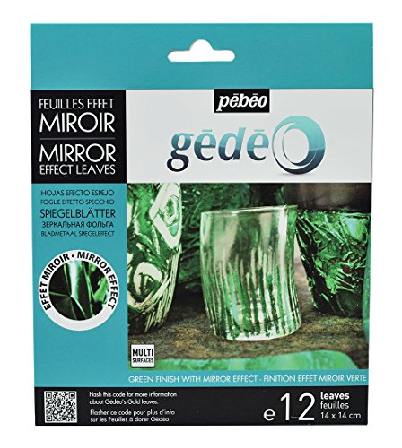Pebeo 766547 Gedeo Mirror Effect Leaves Adhesive Sheet, Green - color: Green