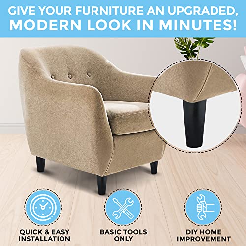 The Blue Cactus Company Wood Table Legs - 5-Inch Black Round - Set of 4 Screw-in Replacements for Sofa & Bed - size: 5 Inches