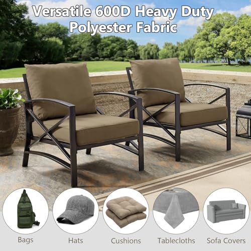 Waterproof Canvas Fabric by The Yard 600D Upholstery Fabric 58x72inch Coffee - color: Coffee, size: Pre Cut 2 Yard