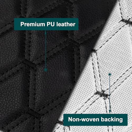 Vinyl Faux Leather Quilted Fabric With 0.27"Foam Backed,Black(Black Thread) - color: Black(black Thread), size: Style-B