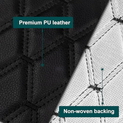 Vinyl Faux Leather Quilted Fabric With 0.27"Foam Backed,Black(Black Thread) - color: Black(black Thread), size: Style-B