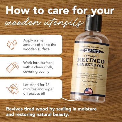 Clark's Organic Refined Linseed Oil, 12 oz - Original Wood Finish