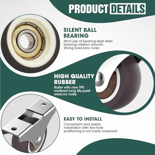 Small Caster Wheels 1.25 Inch Fixed Rigid Furniture Wheels 4PCS - color: Brown 4PCS, size: 1.25 inch