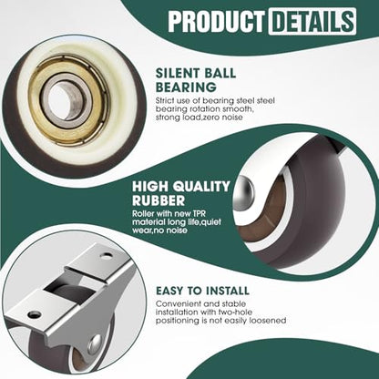 Small Rigid Caster Wheels 2 Inch Heavy Duty Furniture Cabinet Cart 8PCS - color: Brown 8PCS, size: 2 inch