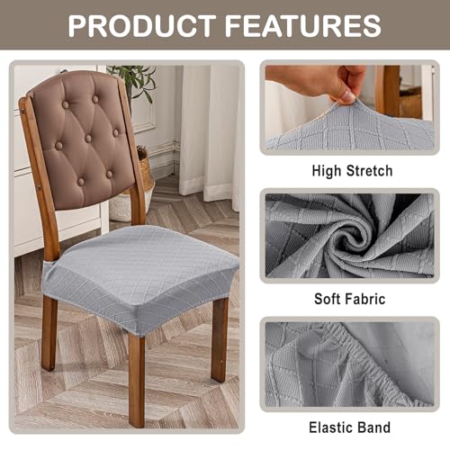 Genina Waterproof Chair Covers for Dining Room,Set of 2,Light Gray - color: Light Gray, size: 2PCS