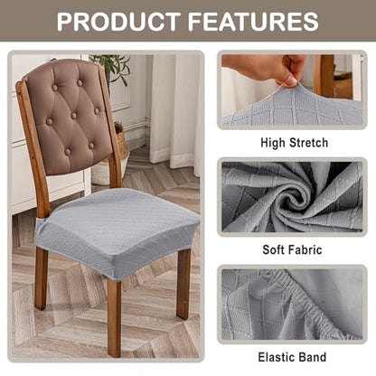 Genina Waterproof Chair Covers for Dining Room,Set of 2,Light Gray - color: Light Gray, size: 2PCS