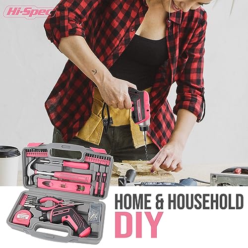 Hi-Spec 3.6V USB Electric Screwdriver for Home Repairs and Assembly, Pink - color: Pink, size: 35 Pieces