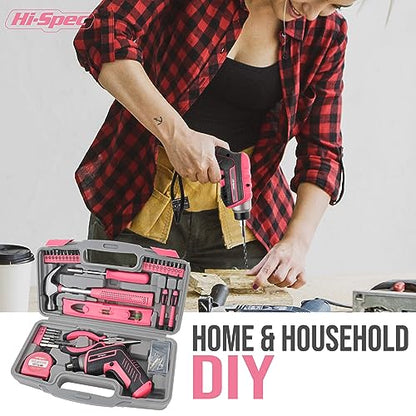 Hi-Spec 3.6V USB Electric Screwdriver for Home Repairs and Assembly, Pink - color: Pink, size: 35 Pieces