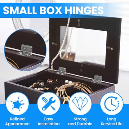 SDTC Tech 24-Pack Silver Mini Hinges 13x12mm 180 Degree Rotation - color: silver tone