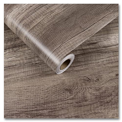 CRE8TIVE 24"x354" Grey Brown Wood Contact Paper Self Adhesive Large Size Wood Grain Wallpaper Peel and Stick Removable Waterproof Thick Decorative Rustic Wood Look Vinyl Paper for Countertops Cabinets - size: 0.9" x 13.9"