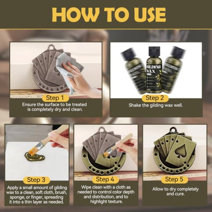 JAOJAO Bronze Gilding Wax, 55ml Metallic Polish Paste with Brush
