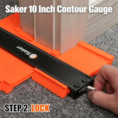 Saker Contour Gauge Profile Tool with Adjustable Lock 10 Inch Orange - style: 10 INCH