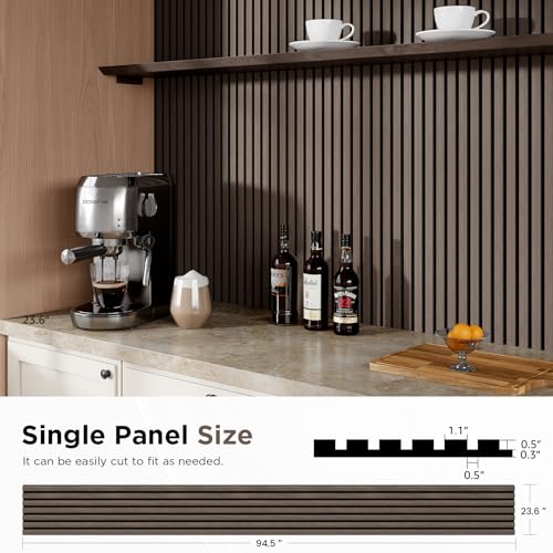 SMARTSTANDARD Wood Slat Acoustic Wall Panels 2 Pack 94"x23.6" Dark Walnut - color: Classic Dark Walnut, size: 94.5" x 48"
