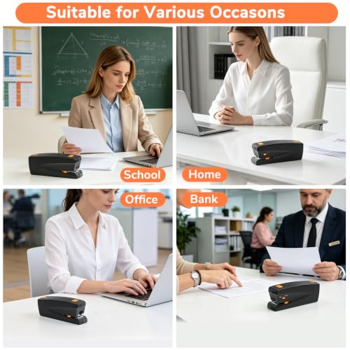 Rechargeable Electric Stapler, 25 Sheet Capacity, Quiet Operation, Jam-Free and Easy Reload, Includes 1000 Staples, Black