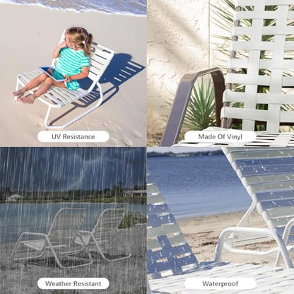 LukLoy 2" Wide 60ft Long Vinyl Straps for Patio Chairs Repairs, White - color: White, size: 60 Ft strap + 60 rivets