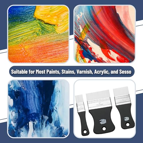 Bates- Flat Paddle Paint Brush Set, 3 Pack, 1"/2"/3" Nylon Bristles