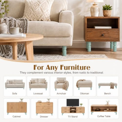5.1 Inch wooden legs for furniture set of 4 Wood Furniture Legs Couch Feet Colorful Round Sofa Furniture Replacement Solid Wood Furniture Feet for Couch Bed Chair Cabinet Bookcase Dresser Ottoman - color: Green