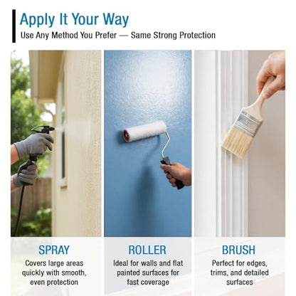Rain Guard Paint Sealer 1 Gallon | Ready to Use | Protects Painted Concrete, Wood, Stone | Silane/Siloxane Acrylic Waterproofer | UV Resistant | Fast Drying | Semi-Satin Finish - size: 1 Gallon