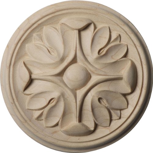 Ekena Millwork ROS03X03RARW Raymond Round Rosette, Rubberwood - color: Rubberwood, size: 3.5-in. W